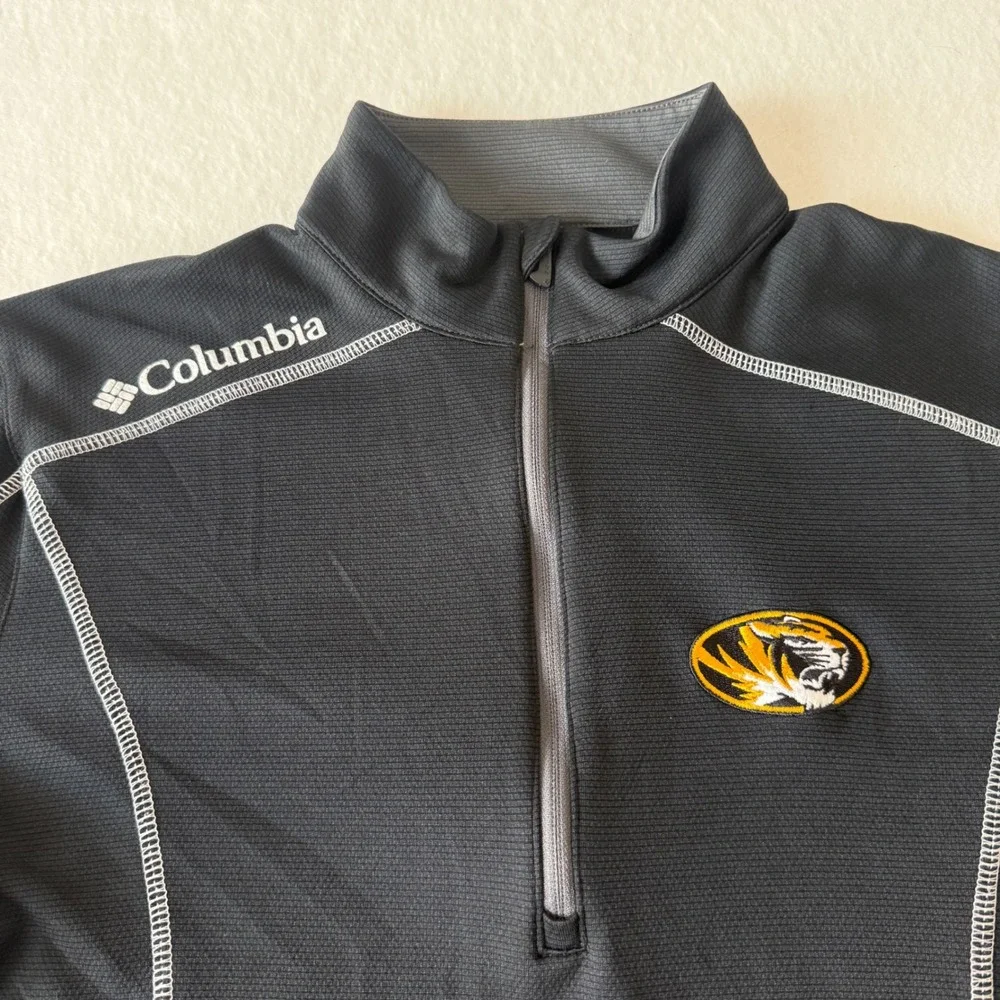 Columbia Golf Quarter Zip Pullover Mens Small Black Mizzou Tigers Omni-Wick